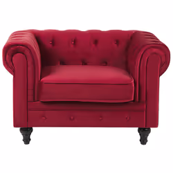Armchair CHESTERFIELD Velvet Dark Red