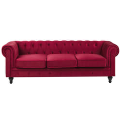 Sofa CHESTERFIELD Velvet Dark Red 3 Seater