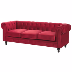 Sofa CHESTERFIELD Velvet Dark Red 3 Seater