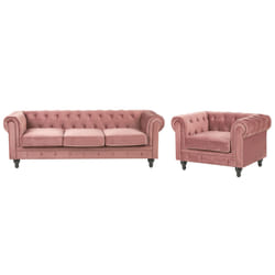 Living Room Set CHESTERFIELD Velvet Pink 4 Seater