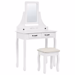Dressing Table with Mirror and Stool RAYON White