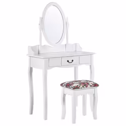 Dressing Table with Mirror and Stool SOLEIL White