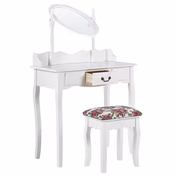 Dressing Table with Mirror and Stool SOLEIL White