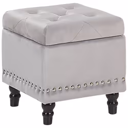 Storage Pouffe LORETTO Velvet Light Grey 37 cm 37 cm 40 cm