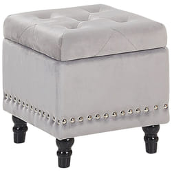 Storage Pouffe LORETTO Velvet Light Grey 37 cm 37 cm 40 cm