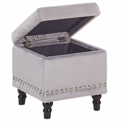 Storage Pouffe LORETTO Velvet Light Grey 37 cm 37 cm 40 cm