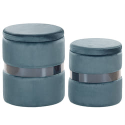 Pouffe DORIS Set of 2 Blue Velvet