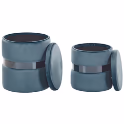 Pouffe DORIS Set of 2 Blue Velvet