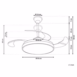 Ceiling Fan with Light IBAR with Remote Transparent
