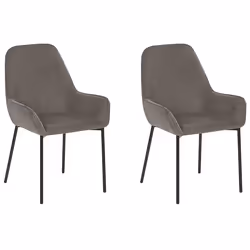 Set of 2 Dining Chairs LOVERNA Corduroy Grey