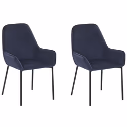 Set of 2 Dining Chairs LOVERNA Corduroy Dark Blue