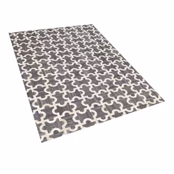 Cowhide Area Rug 140 x 200 cm Grey and Beige YEDISU
