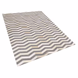 Cowhide Area Rug 160 x 230 cm Grey and Beige BAGGOZE
