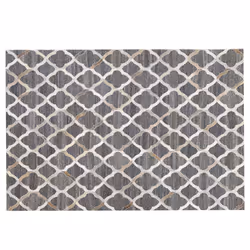 Cowhide Area Rug 140 x 200 cm Grey and Beige ROLUNAY