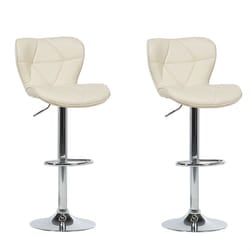 Set of 2 Bar Chairs VALETTA Faux Leather Swivel Light Beige
