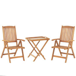 Bistro Set Folding JAVA Wood Light Brown