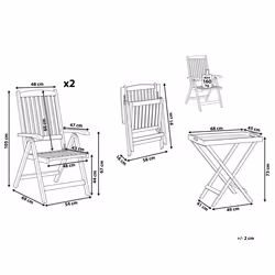 Bistro Set Folding JAVA Wood Light Brown