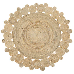 Round Jute Area Rug Ã¸ 120 cm Beige GOLGEN