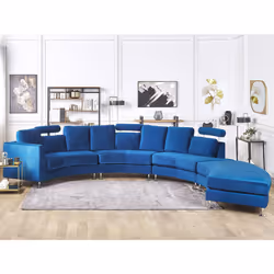 Curved Sofa ROTUNDE Velvet Dark Blue 7 Seater