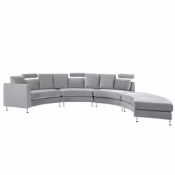 Curved Sofa ROTUNDE Velvet Light Grey 7 Seater