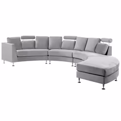 Curved Sofa ROTUNDE Velvet Light Grey 7 Seater