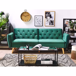 Sofa Bed BARDU Velvet Dark Green 2 Seater