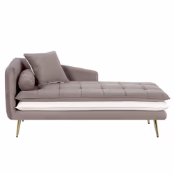 Left Hand Chaise Lounge GONESSE Velvet Light Brown