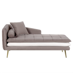 Left Hand Chaise Lounge GONESSE Velvet Light Brown