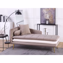 Left Hand Chaise Lounge GONESSE Velvet Light Brown