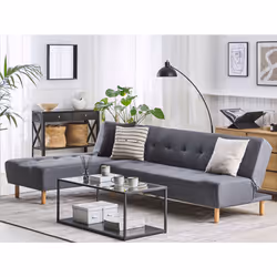 Modular Corner Sofa Bed ALSTEN Fabric Dark Grey 4 Seater Right Hand
