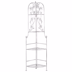 Corner Shelving Unit BIELLA Folding Metal White