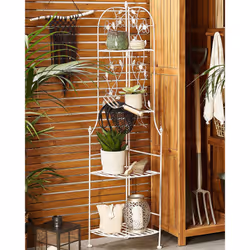Corner Shelving Unit BIELLA Folding Metal White