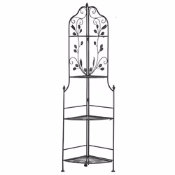 Corner Shelving Unit SIDERNO Folding Metal Black