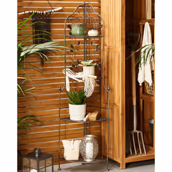 Corner Shelving Unit SIDERNO Folding Metal Black