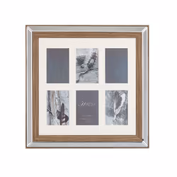 Mirrored Multi Frame for 6 Photos Dark Wood SINTA
