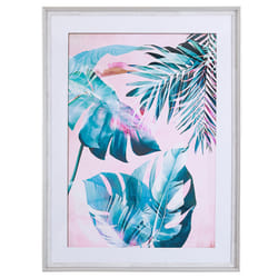 Framed Wall Print AGENA Floral Motif 60 x 80 cm Blue