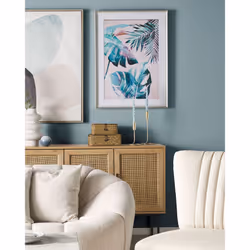 Framed Wall Print AGENA Floral Motif 60 x 80 cm Blue