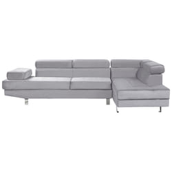 Corner Sofa NORREA Velvet Grey 5 Seater Left Hand