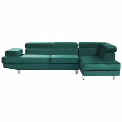 Corner Sofa NORREA Velvet Emerald Green 5 Seater Left Hand