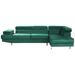Corner Sofa NORREA Velvet Emerald Green 5 Seater Left Hand