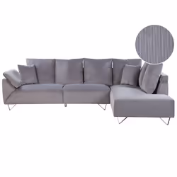 Corner Sofa LUNNER Corduroy Grey 4 Seater Left Hand