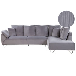 Corner Sofa LUNNER Corduroy Grey 4 Seater Left Hand