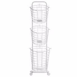 Basket Stand AYAPAL with Wheels Metal White