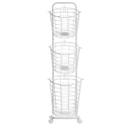 Basket Stand AYAPAL with Wheels Metal White