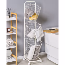 Basket Stand AYAPAL with Wheels Metal White