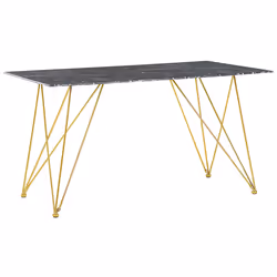 Dining Table KENTON Black Marble 140 cm 80 cm Tempered Glass