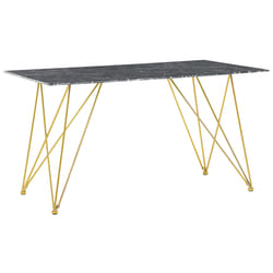 Dining Table KENTON Black Marble 140 cm 80 cm Tempered Glass