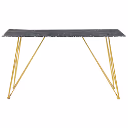 Dining Table KENTON Black Marble 140 cm 80 cm Tempered Glass