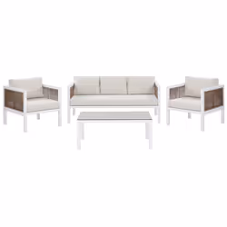 Garden Lounge Set with Table 5 Seater BORELLO Metal White