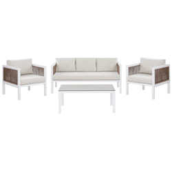 Garden Lounge Set with Table 5 Seater BORELLO Metal White